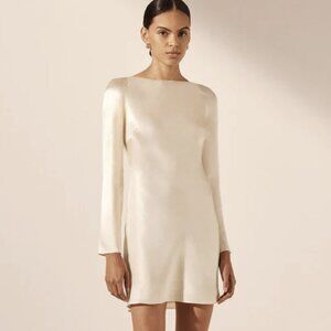 Shona Joy La lune Long Sleeve Backless Mini Dress - Cream NWT